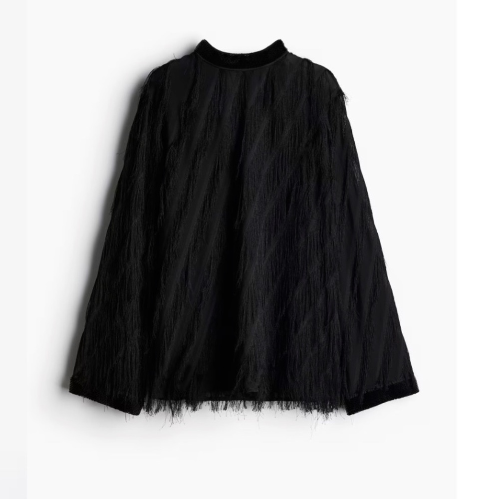 NWT H&M Edition - Embellished, Beaded Fringed Top Black - S